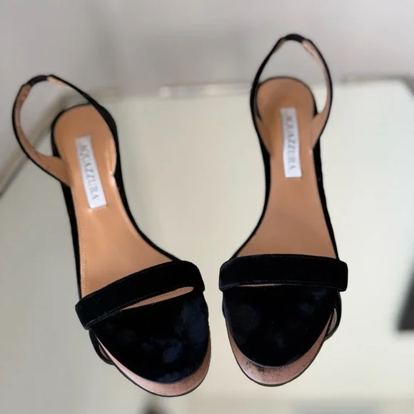 Like new Aquazzura 85mm So Nude Sandals Black Velvet 36 $695